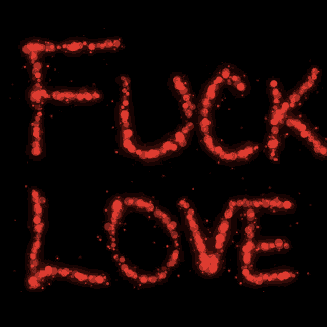 the word fuck is made up of red dots on a black background