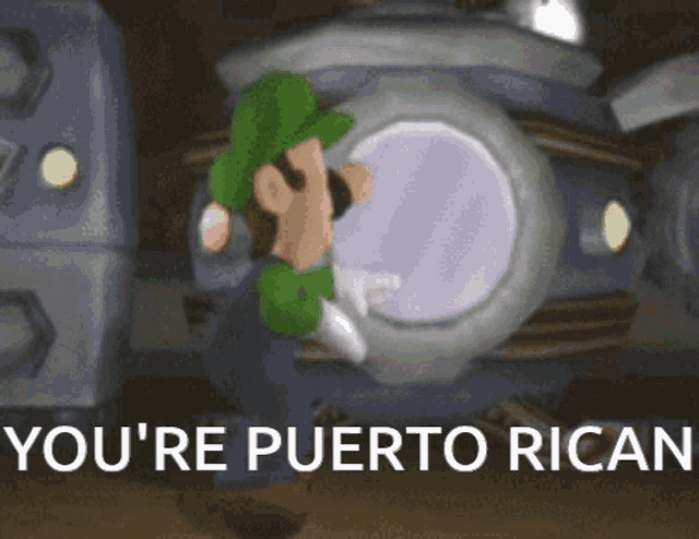 a video game character says " you 're puerto rican " in front of a machine