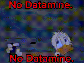a cartoon of donald duck with the words no datamine no datamine