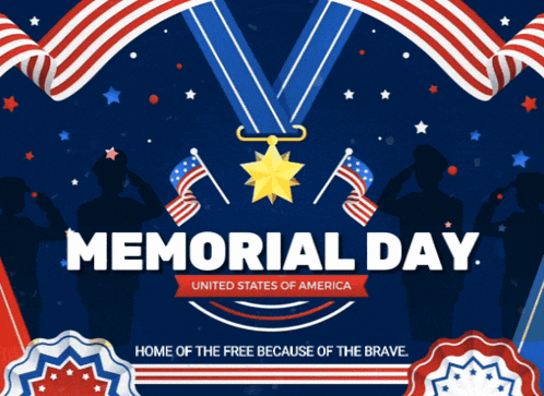 memorial day united states of america is displayed on a blue background
