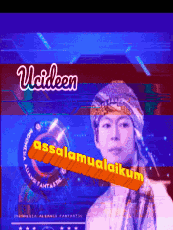 an animated image of a man with the words " assalamualaikum " behind him