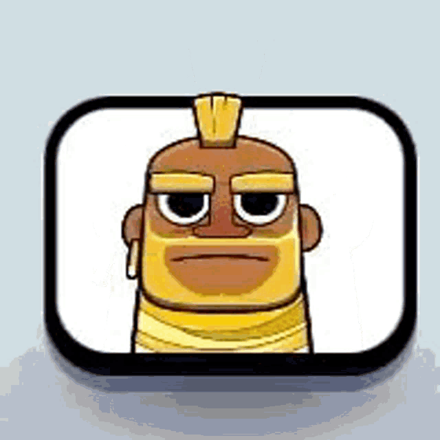 a cartoon character with a mohawk and a yellow scarf around his neck is in a frame .