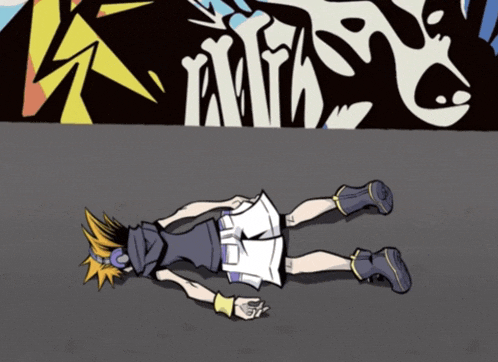 a cartoon of a person laying on the ground
