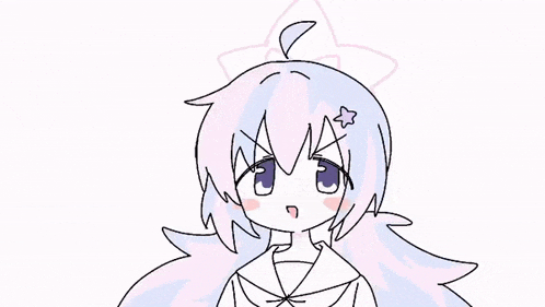 a drawing of a girl with pink hair and a star on her head