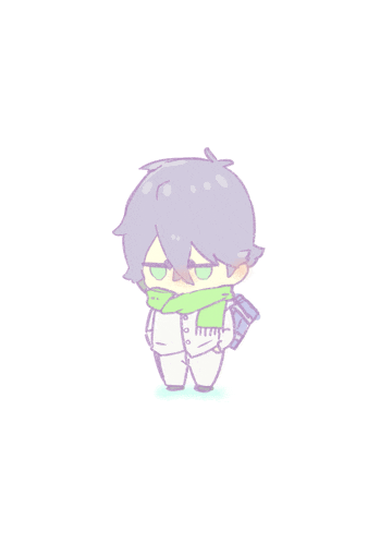 a drawing of a boy wearing a green scarf