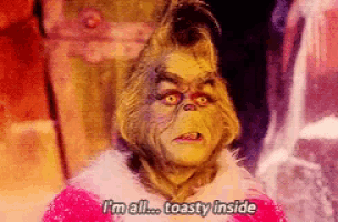 a grinch says i 'm all toasty inside