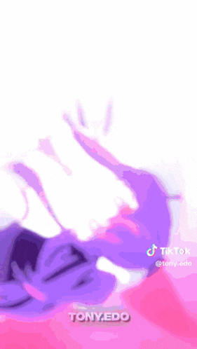 a drawing of a girl with purple hair and a tiktok logo