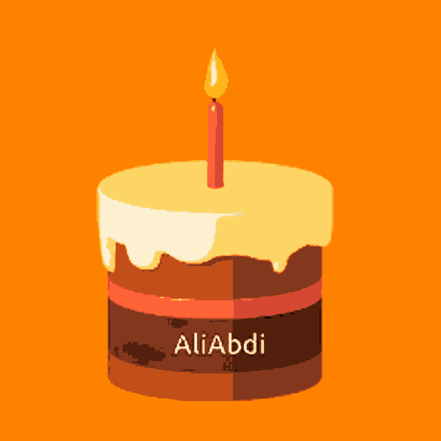 a birthday cake with the name aliabdi on the bottom