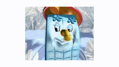 a cartoon character with a yellow beak and a red hat