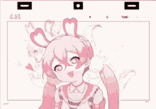 a drawing of a girl with bunny ears and a heart on her head