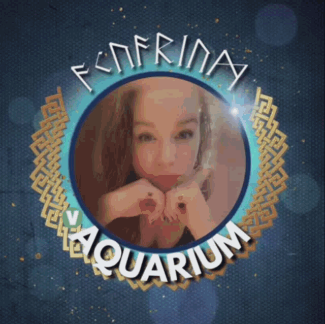 a picture of a woman in a circle with the word aquarium