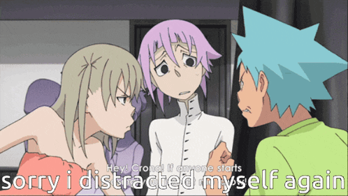 a cartoon says sorry i distracted myself again on the bottom right