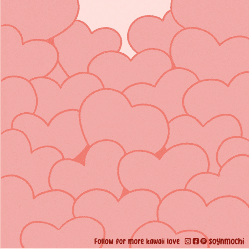 a cartoon of a dog surrounded by pink hearts and the words follow for more kawaii love below it
