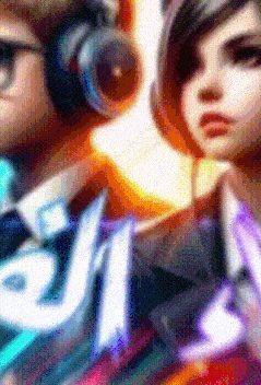 a blurred image of a person wearing headphones and a tie .
