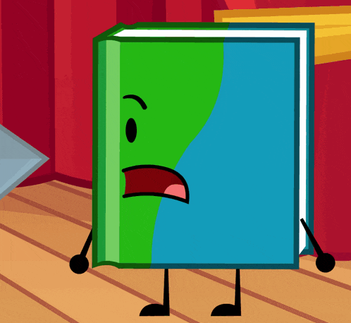 a cartoon drawing of a book with arms and legs