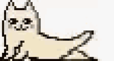 a pixel art drawing of a cat with a long tail .