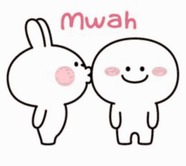a cartoon of a rabbit kissing another rabbit with the words " chum chum " on it