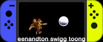 two monkeys are playing a video game with the words eenandton swigg toong below them
