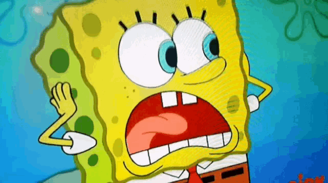 a close up of a spongebob squarepants cartoon character
