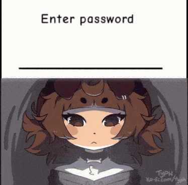 a drawing of a girl with the words enter password written above her