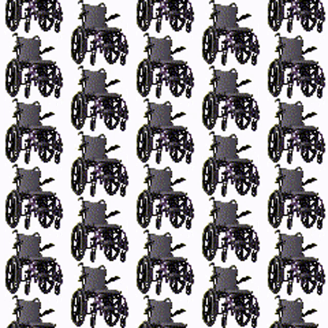 a seamless pattern of black and purple wheelchairs