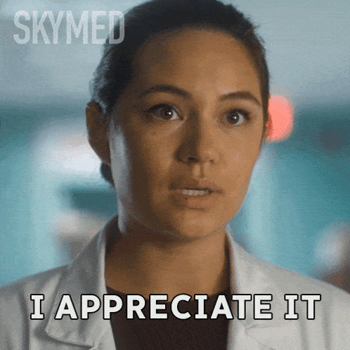 a woman in a white lab coat says " i appreciate it "