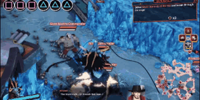 a screenshot of a video game with a ghost marine commander in the middle