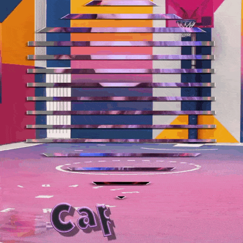 a basketball hoop with the word car on the floor