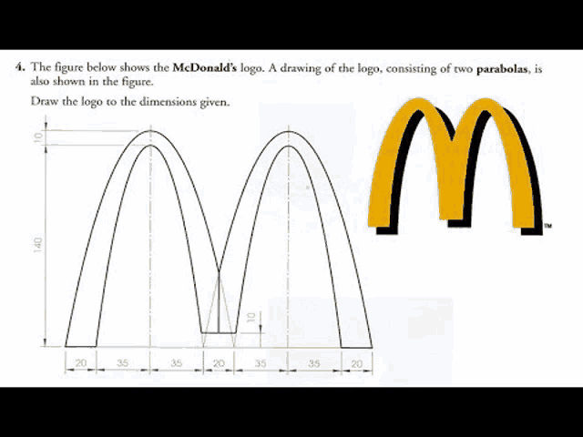 a drawing of the mcdonald 's logo consisting of two parabolas