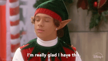 a young boy dressed as an elf says i 'm really glad i have this