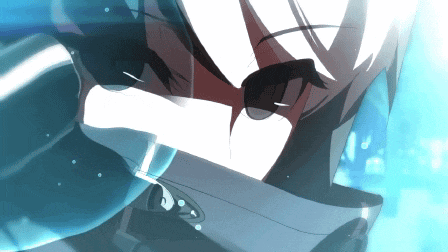 a close up of a person 's face with a sword in his mouth