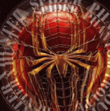 a picture of a spider with the words spider-man written around it