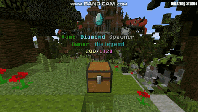 a screenshot of a minecraft game with the name diamond spawner on the screen