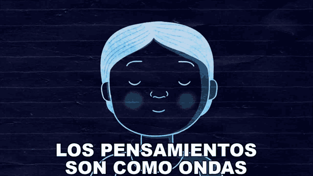 a drawing of a person with a butterfly and the words los pensamientos son como ondas on the bottom