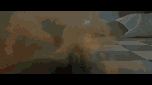 a person laying on a checkered floor with smoke coming out of it