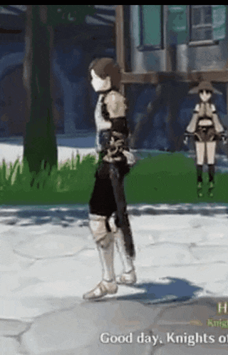 a man in armor is walking in a video game while holding a sword .