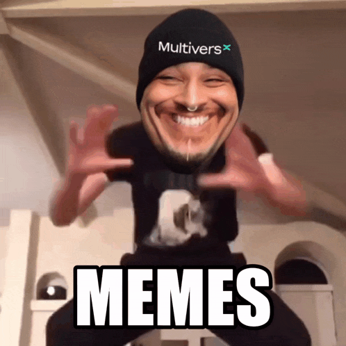 a man wearing a beanie that says multivers