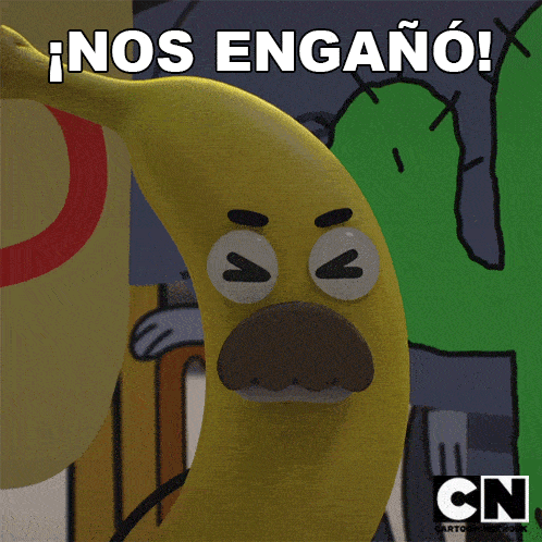 a cartoon of a banana with a mustache and the words nos engano on it