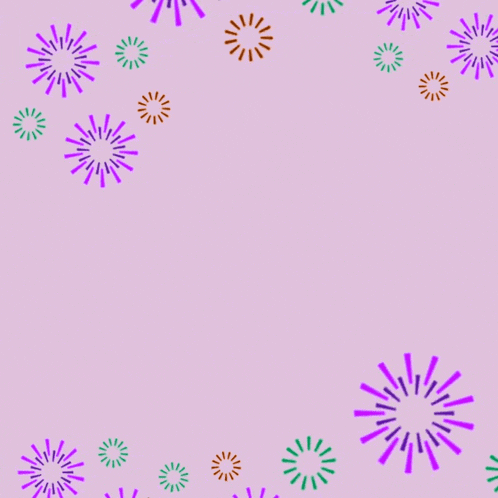arabic writing on a pink background with fireworks