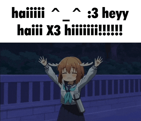 a picture of a girl with antlers and the words haiii x3 heyy on the bottom