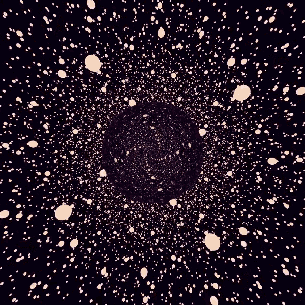 a swirl of white dots on a dark background