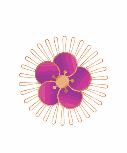 a purple flower is surrounded by gold lines