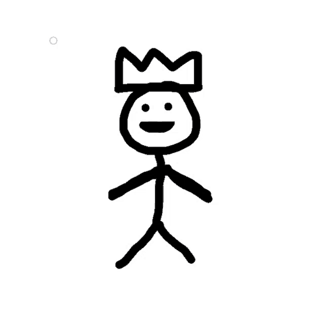 a stick figure wearing a crown and smiling .