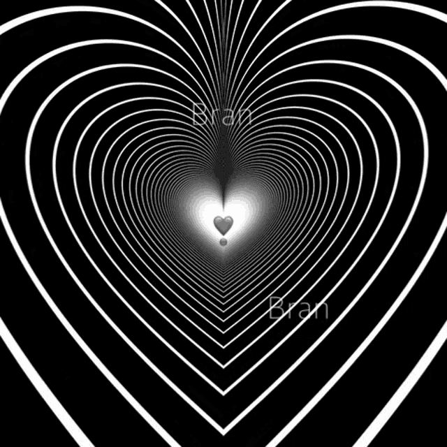 a heart shaped tunnel with the name bran on the bottom right