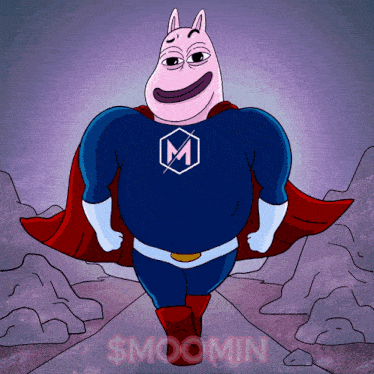 a cartoon of a superhero with the letter m on his chest