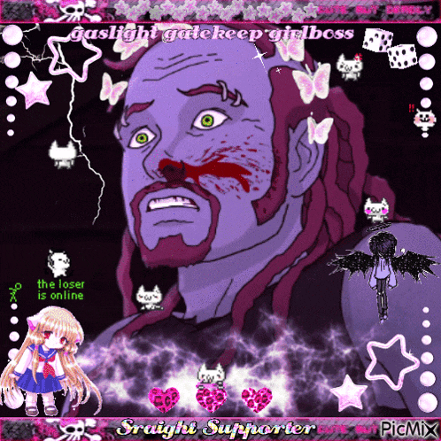 a cartoon of a man with a bloody nose and the words " the loser is online " below him
