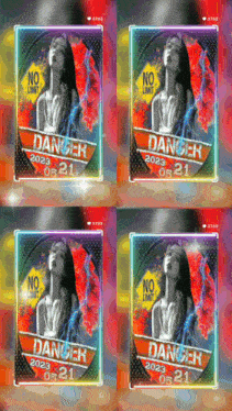 four images of a woman with the word danger on the bottom right