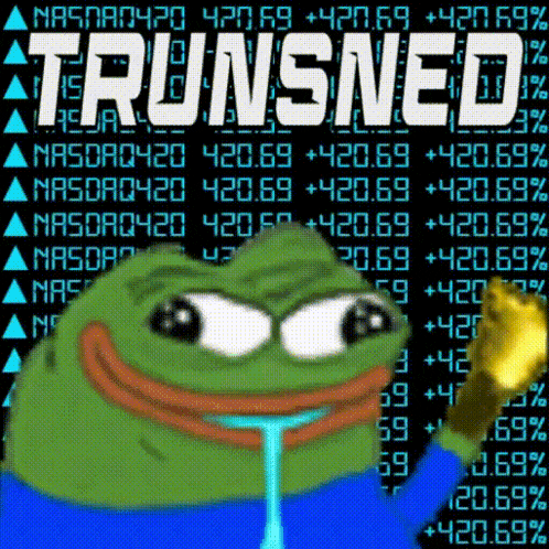 a frog is holding a gold object in front of the words trunsned