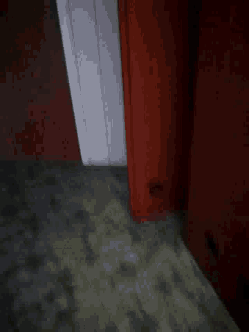 a red ceiling with a white stripe on it