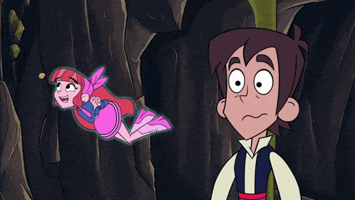 a boy and a girl are standing next to each other in a dark cave